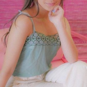 green floral lace slip top 🤍